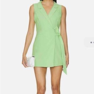 MINKPINK Lime Green Sleeveless Wrap Romper